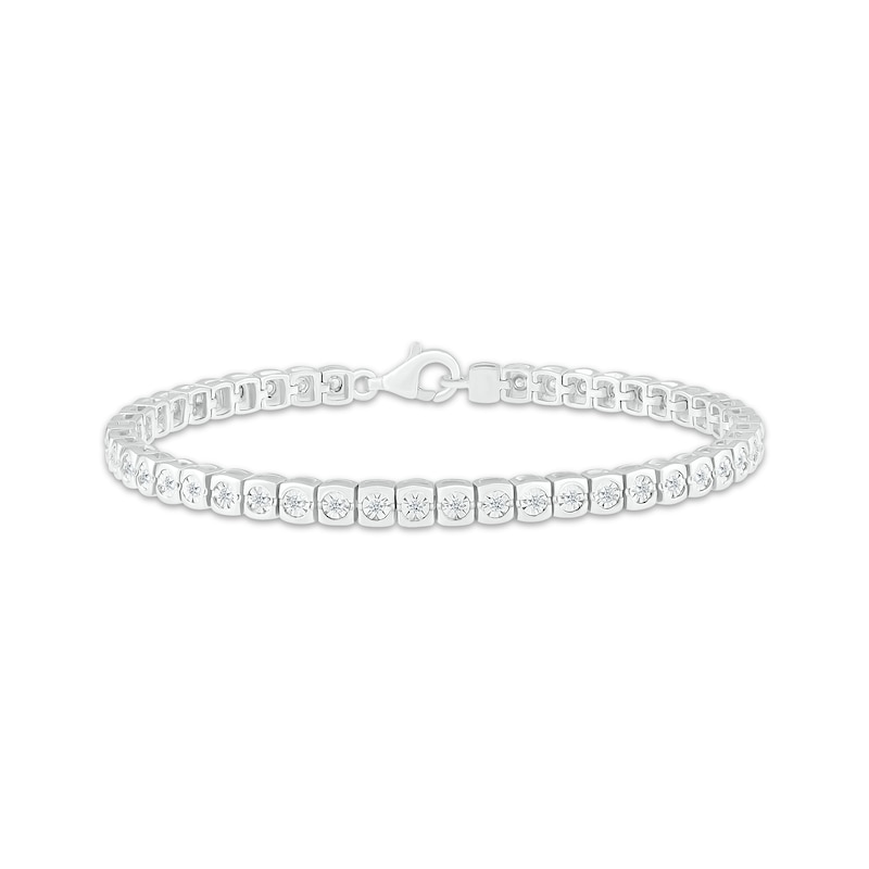 Diamond Square-Link Tennis Bracelet 1/2 ct tw Silver Plated 7.5"