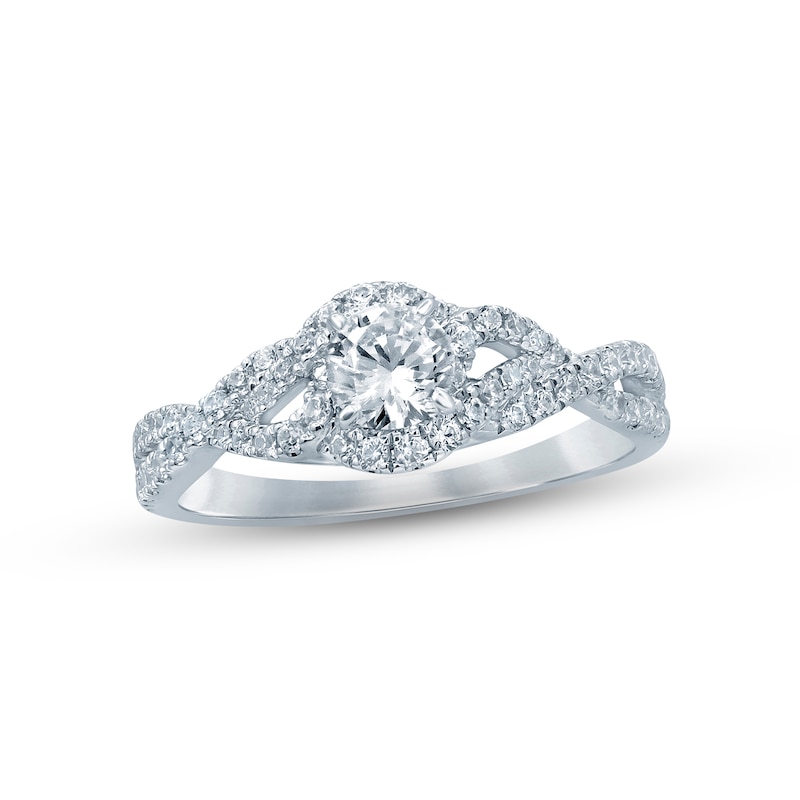 Diamond Engagement Ring 3/4 ct tw Round-cut White Gold Plated