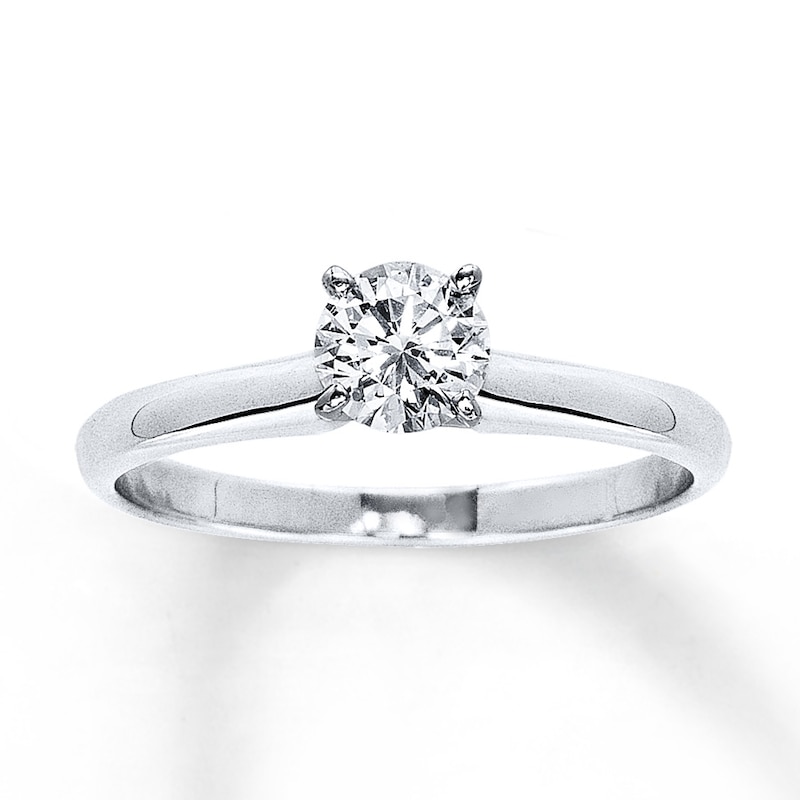 Certified Diamond Round-cut Ring 1/2 carat White Gold Plated