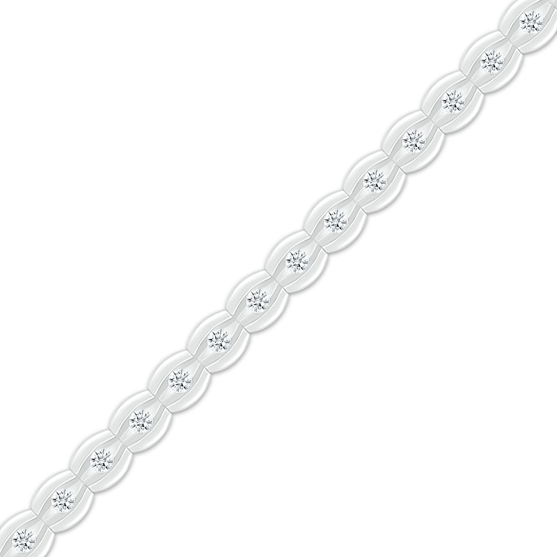 Diamond Scalloped Tennis Bracelet 1 ct tw White Gold Plated 7.25"