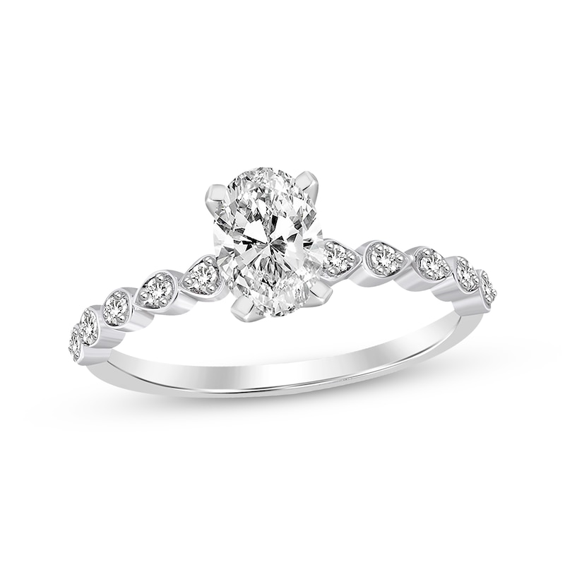 Oval-Cut Diamond Engagement Ring 1 ct tw White Gold Plated