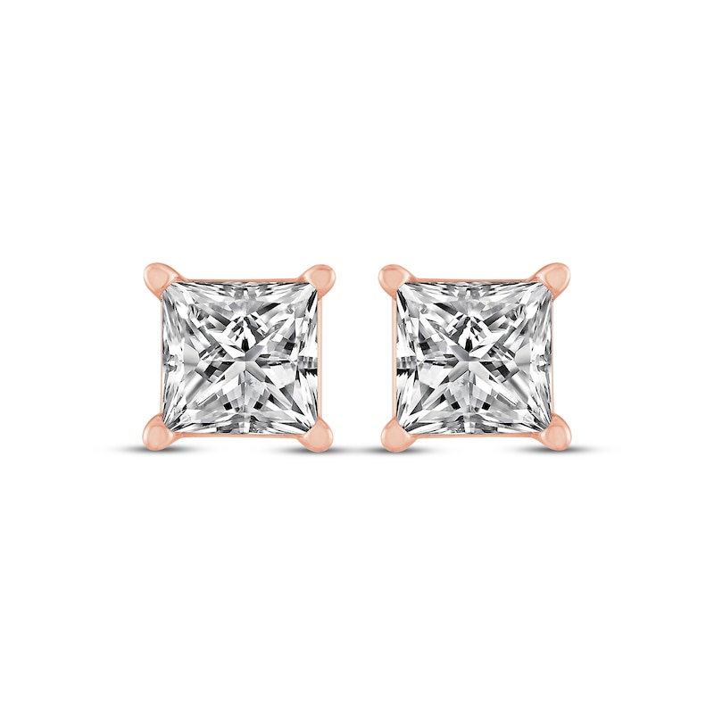 Princess-Cut Diamond Solitaire Stud Earrings 1-1/2 ct tw Rose Gold Plated