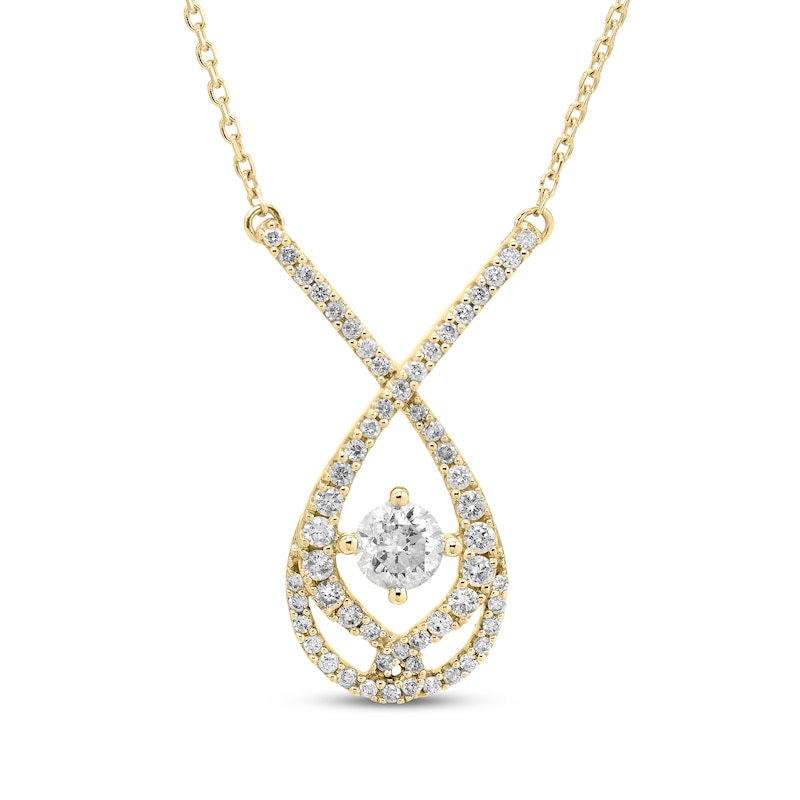 Love Entwined Round-Cut Diamond Necklace 1 ct tw Yellow Gold Plated 18"