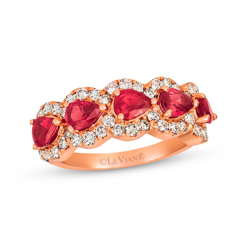 Le Vian Pear-Cut Passion Ruby Ring 3/4 ct tw Nude Diamonds Strawberry Gold Plated