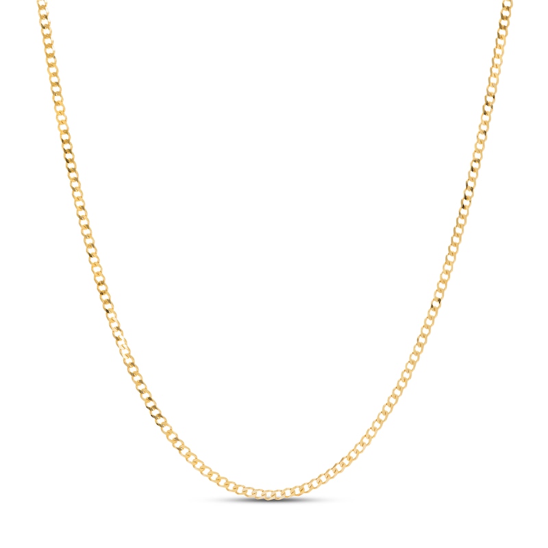 Solid Curb Chain Necklace 2.7mm Yellow Gold Plated 16"