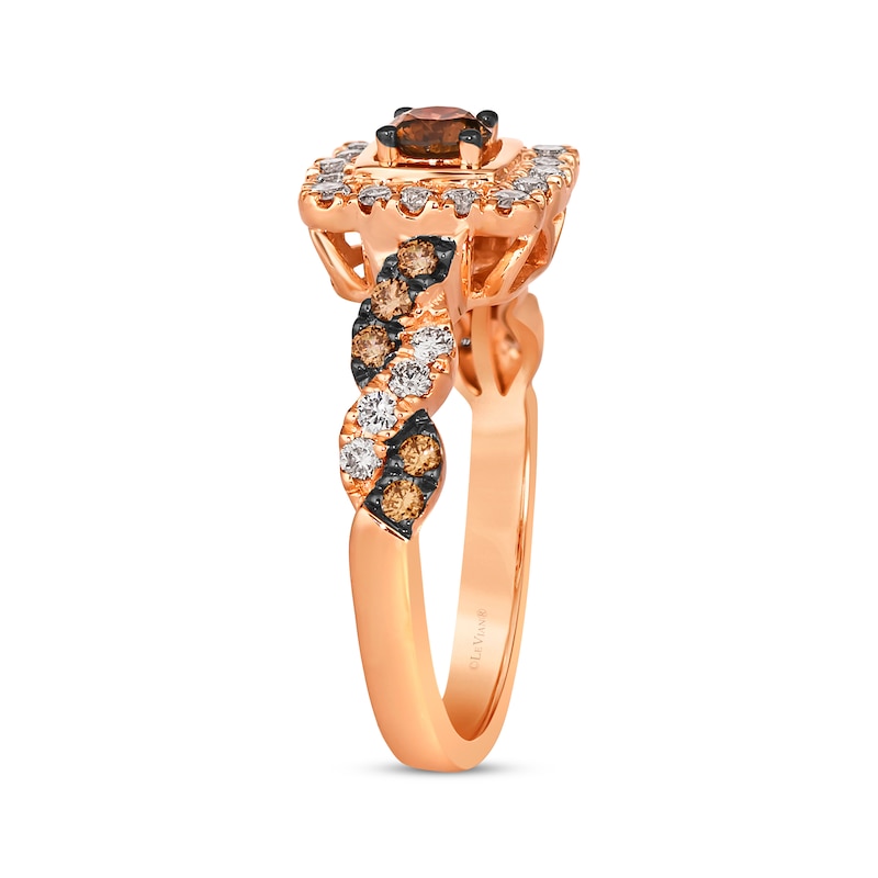 Le Vian Chocolate Twist Diamond Ring 7/8 ct tw Strawberry Gold Plated