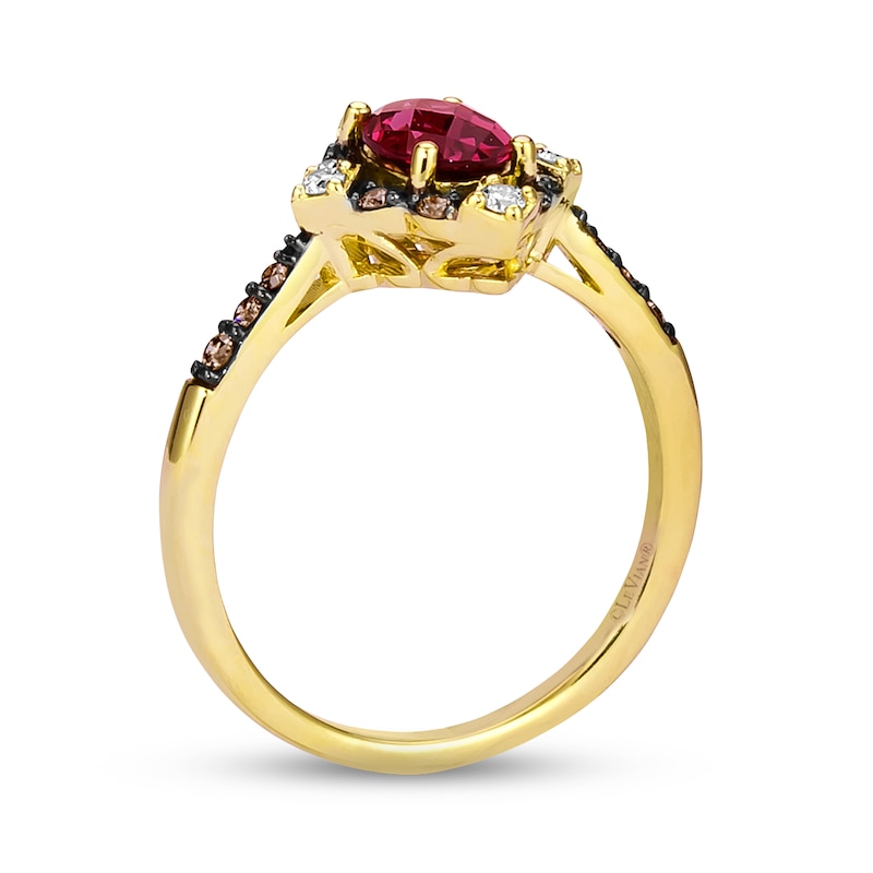 Le Vian Rhodolite Garnet Ring 1/5 ct tw Diamonds Honey Gold Plated