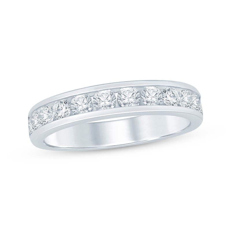 Round-Cut Diamond Anniversary Band 1 ct tw White Gold Plated