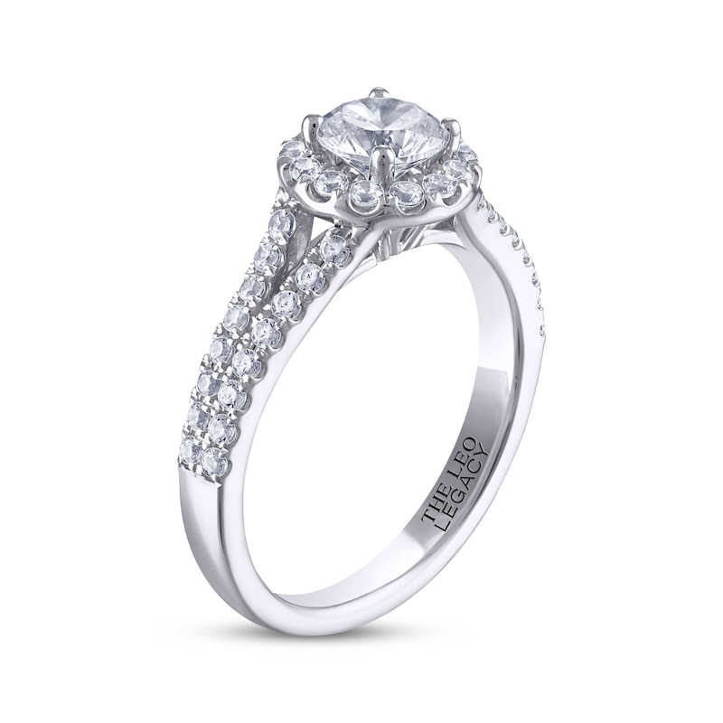THE LEO Legacy Lab-Created Diamond Halo Engagement Ring 1-1/6 ct tw White Gold Plated