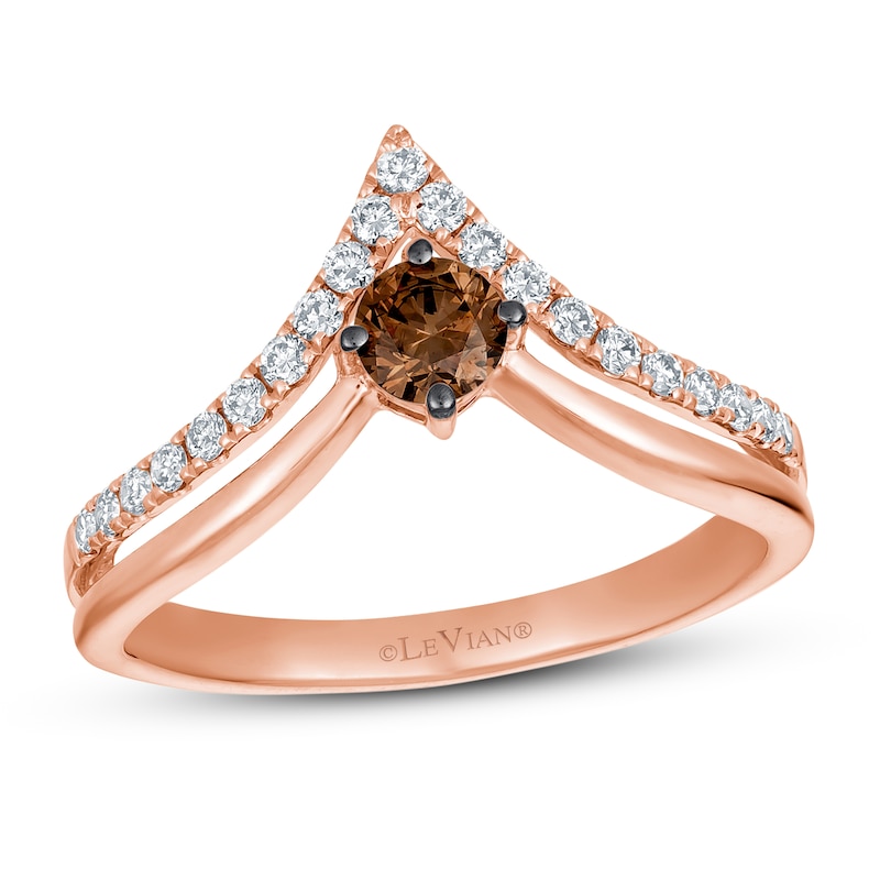 Le Vian Chocolate Diamond Ring 1/2 ct tw Strawberry Gold Plated