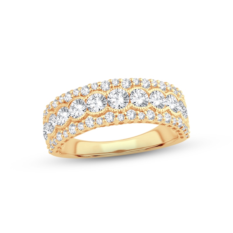 Diamond Anniversary Ring 1-1/2 ct tw Round-cut Yellow Gold Plated