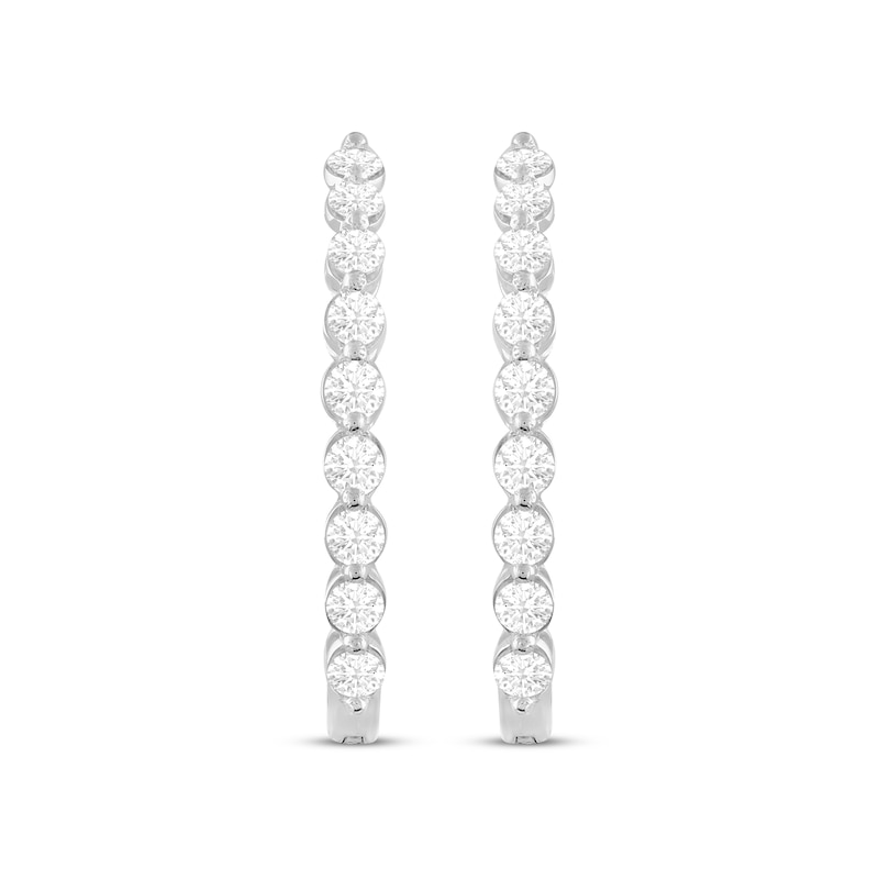 Lab-Created Diamonds by Oval Hoop Earrings 1 ct tw White Gold Plated