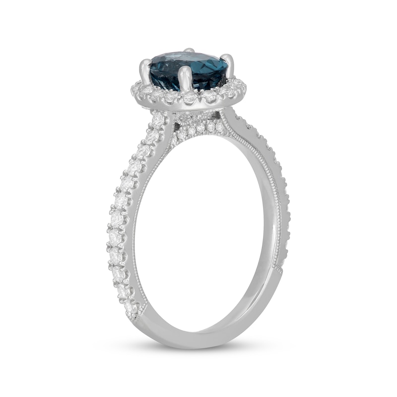 Neil Lane Oval-Cut London Blue Topaz & Diamond Engagement Ring 5/8 ct tw White Gold Plated