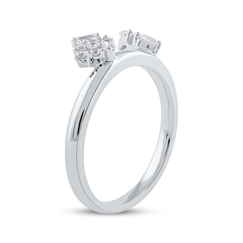 Baguette, Princess & Round-Cut Diamond Enhancer Ring 1/4 ct tw White Gold Plated