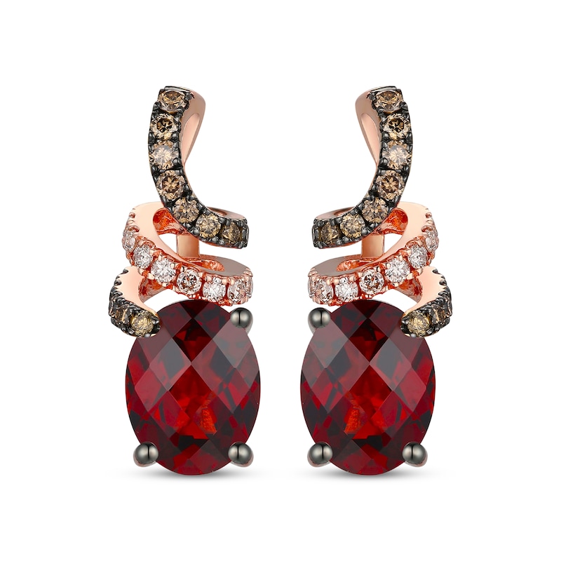 Le Vian Oval-Cut Garnet Drop Earrings 3/8 ct tw Diamonds Strawberry Gold Plated
