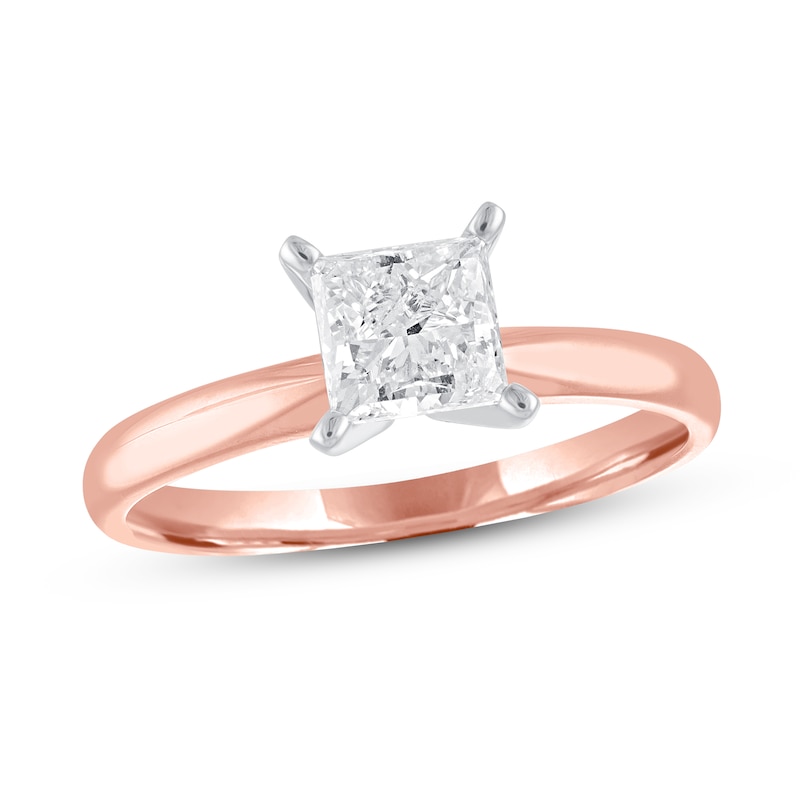 Diamond Solitaire Engagement Ring 1 ct tw Princess-cut Rose Gold Plated