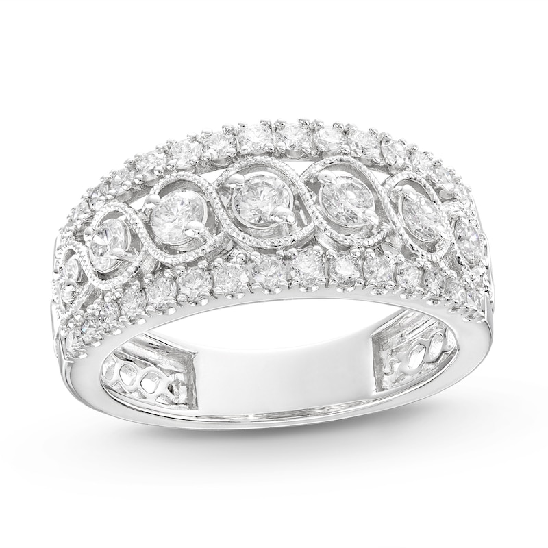 Diamond Anniversary Band 1 ct tw Round-cut White Gold Plated