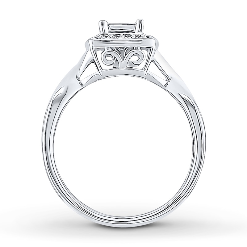 Diamond Engagement Ring 3/8 ct tw Princess/Round-Cut White Gold Plated