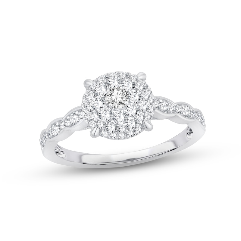 Diamond Engagement Ring 5/8 ct tw Round-cut White Gold Plated