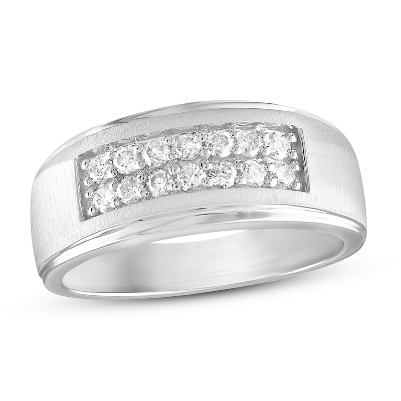 Men's Diamond Wedding Band 1/2 ct tw Round-cut White Gold Plated