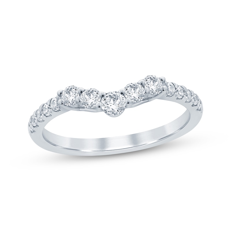 Diamond Chevron Anniversary Band 1/2 ct tw Round-cut White Gold Plated