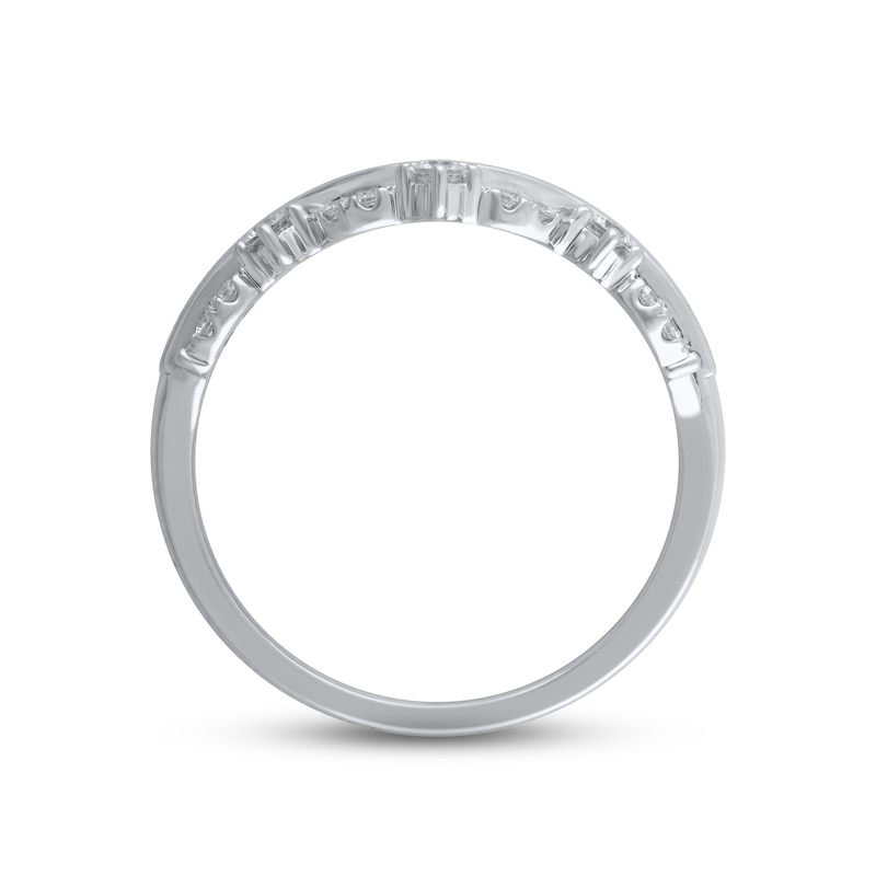 Diamond Contour Anniversary Ring 1/3 ct tw Round-cut White Gold Plated