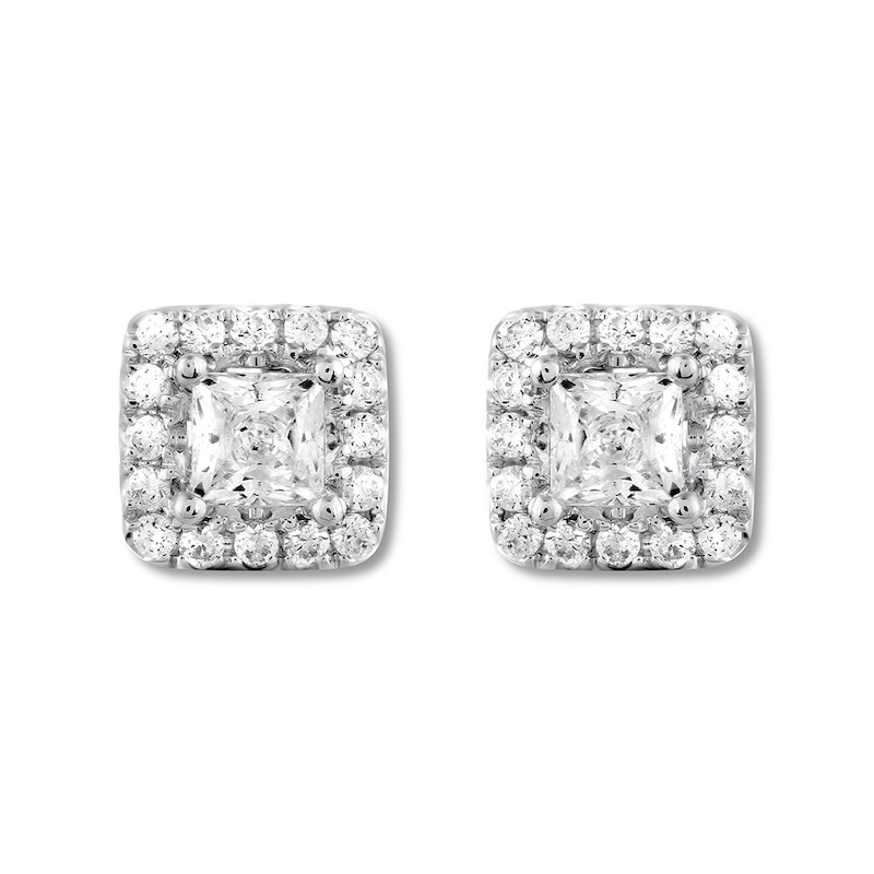 THE LEO Diamond Earrings 1 ct tw Princess & Round-cut White Gold Plated