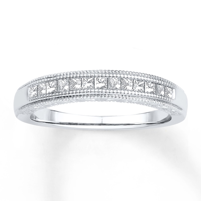 Diamond Anniversary Band 1/3 ct tw Princess-cut White Gold Plated