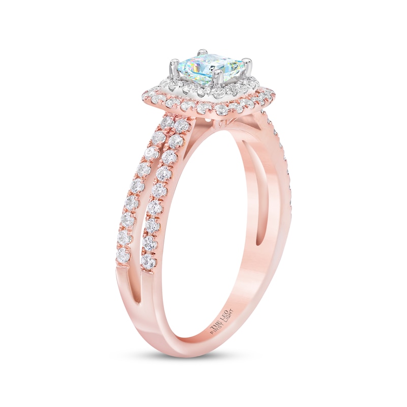 THE LEO First Light Diamond Princess-Cut Double Frame Engagement Ring 1 ct tw Two-Tone Gold Plated