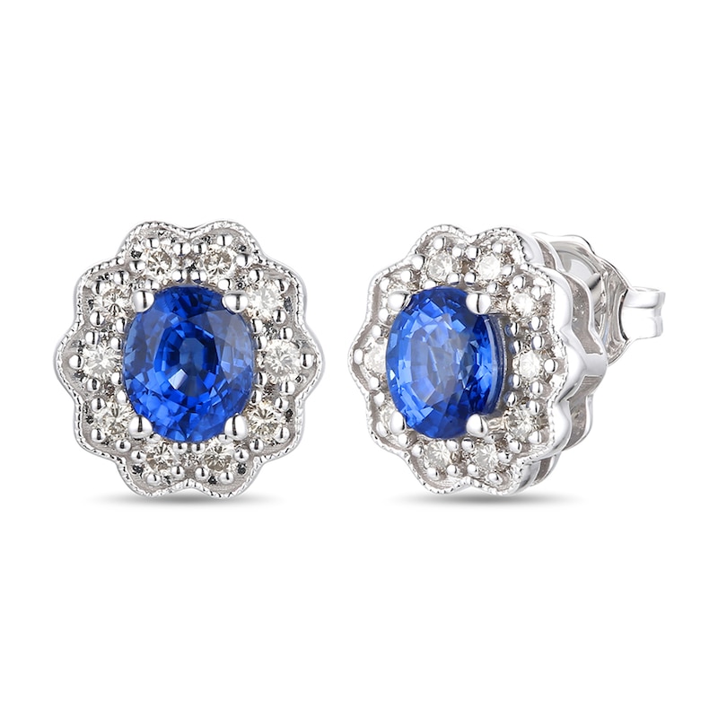Le Vian Sapphire Earrings 1/5 ct tw Diamonds Vanilla Gold Plated