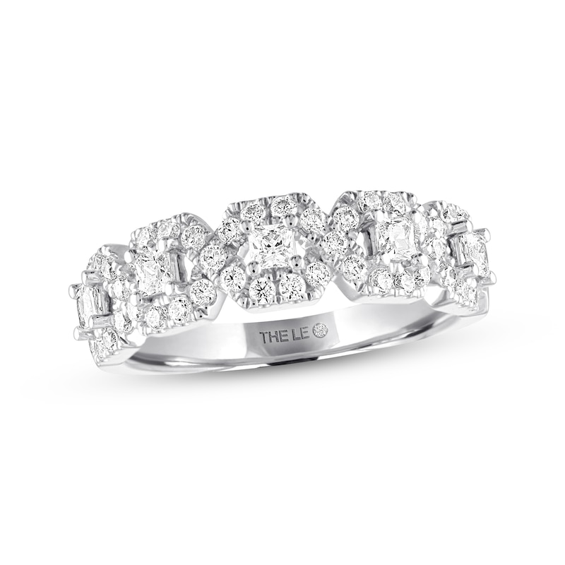 THE LEO Diamond Anniversary Ring 7/8 ct tw Princess & Round-cut White Gold Plated