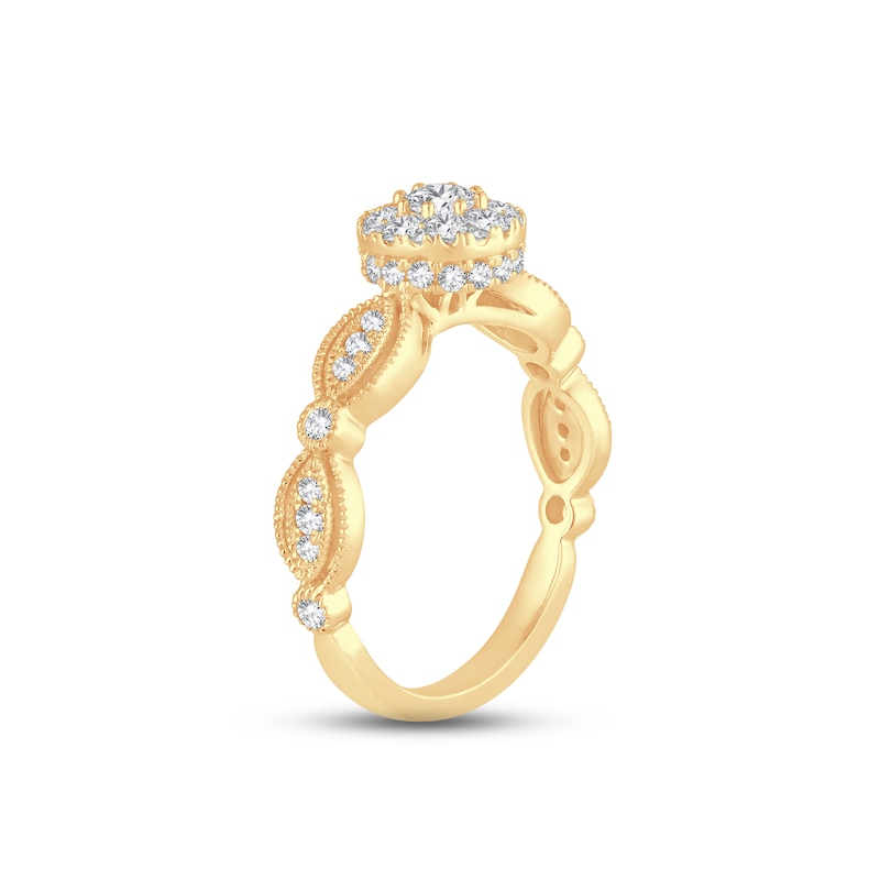 Diamond Engagement Ring 3/4 ct tw Round-cut Yellow Gold Plated