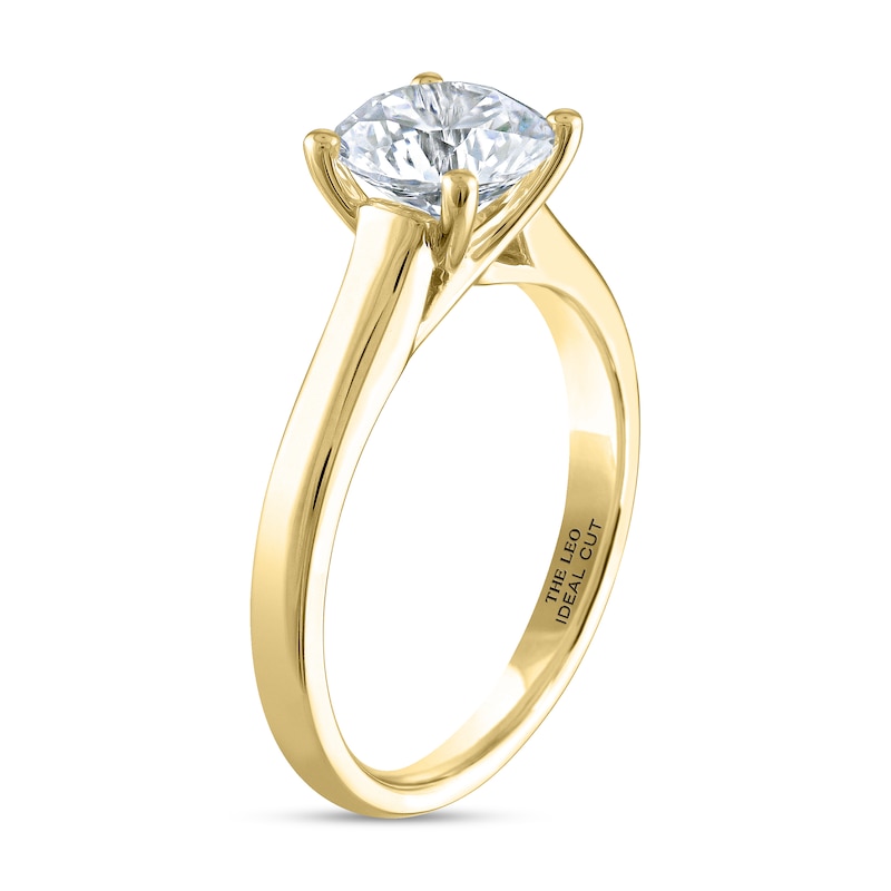 THE LEO Ideal Cut Diamond Solitaire Engagement Ring 1-1/2 ct tw Yellow Gold Plated