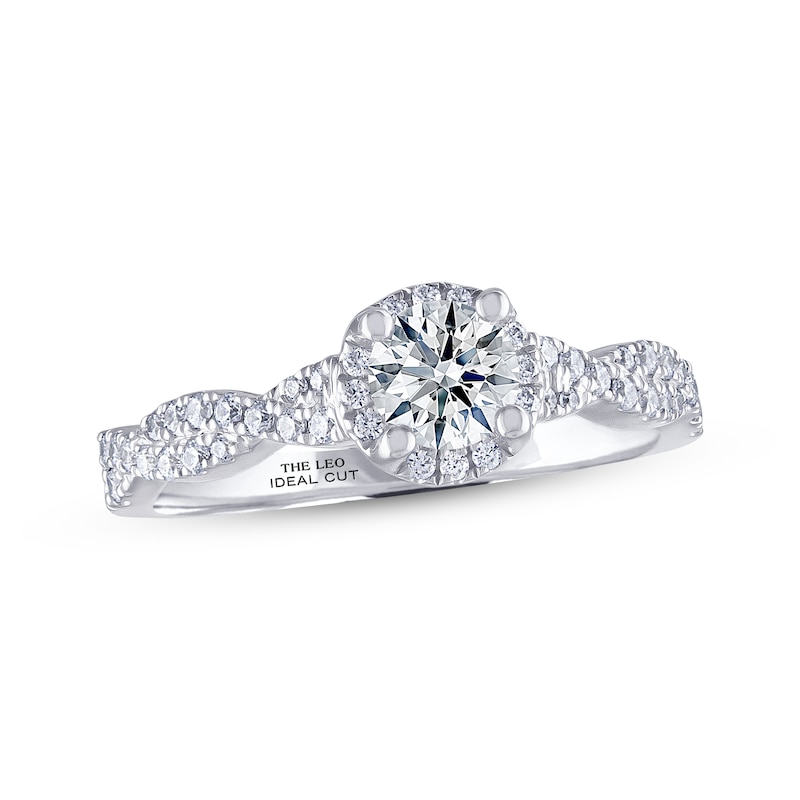 THE LEO Ideal Cut Diamond Engagement Ring 3/4 ct tw Round-cut White Gold Plated