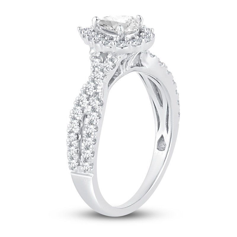Diamond Engagement Ring 1 ct tw Pear & Round-cut White Gold Plated