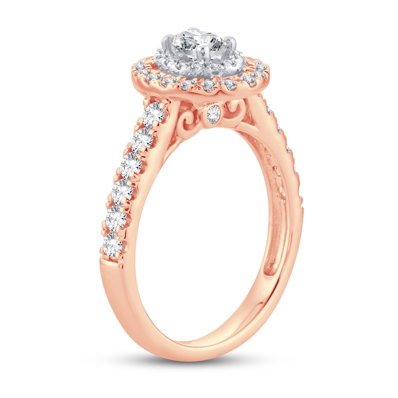 Diamond Engagement Ring 1 ct tw Oval & Round Rose Gold Plated