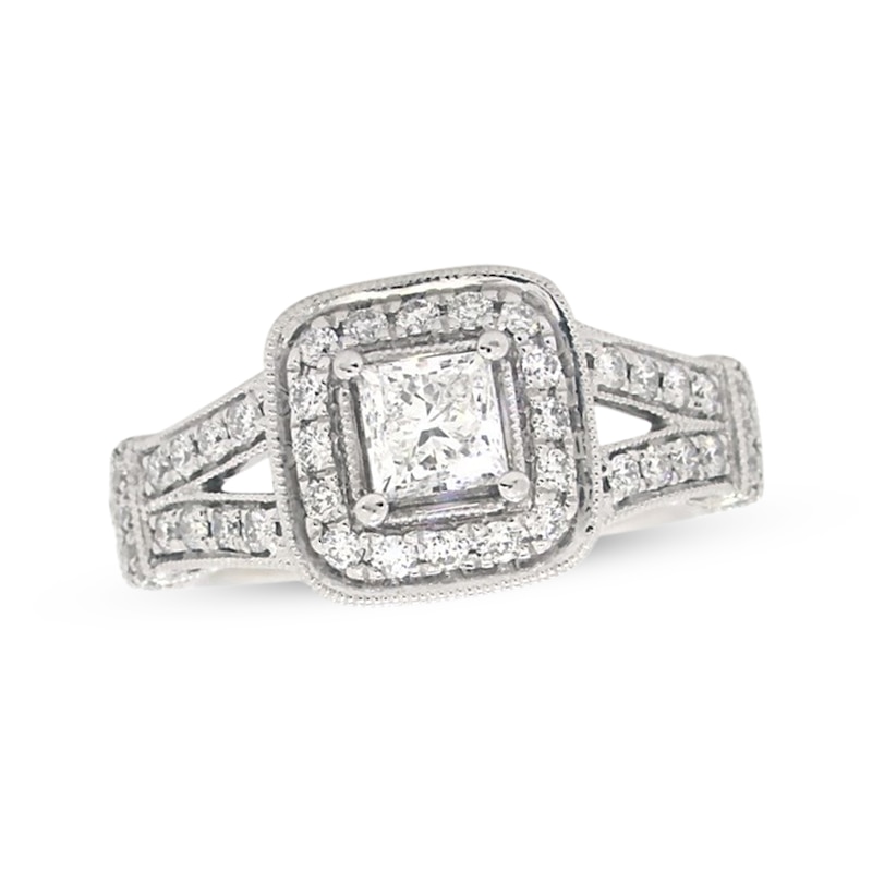 Diamond Engagement Ring 1 ct tw Princess White Gold Plated