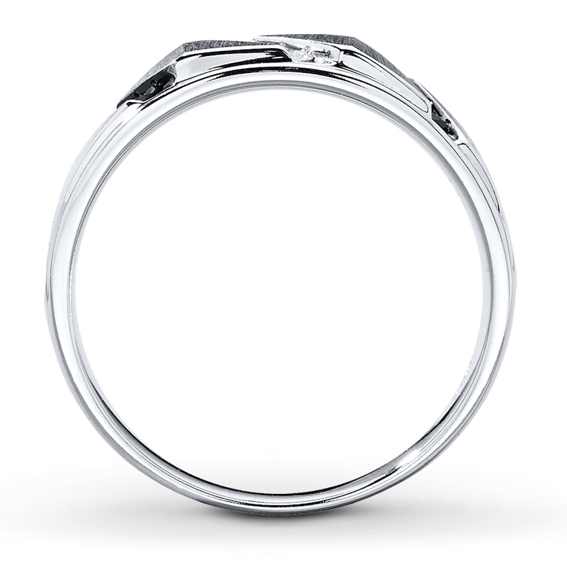 Men's Black & White Diamond Wedding Band 1/5 ct tw Round-cut White Gold Plated