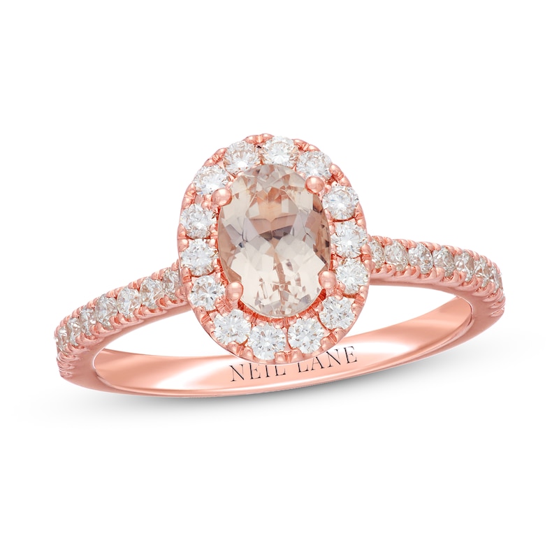Neil Lane Morganite Engagement Ring 1/2 ct tw Diamonds Rose Gold Plated