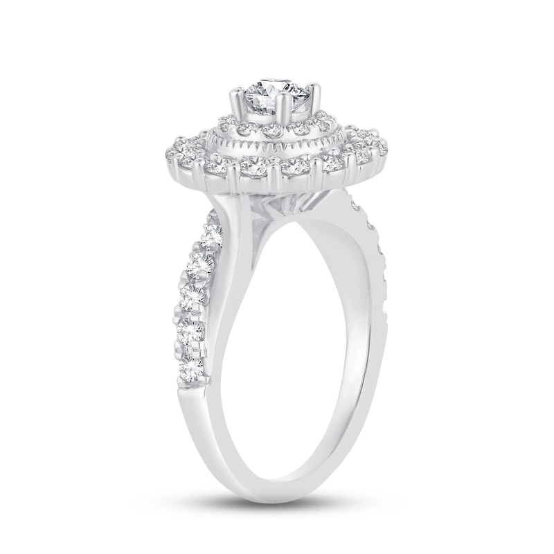 Diamond Engagement Ring 1-1/2 ct tw Round-cut White Gold Plated