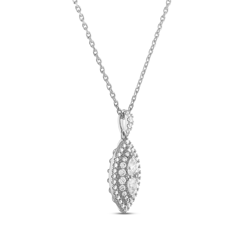 Forever Connected Diamond Necklace 1/2 ct tw Pear & Round-cut White Gold Plated 18"