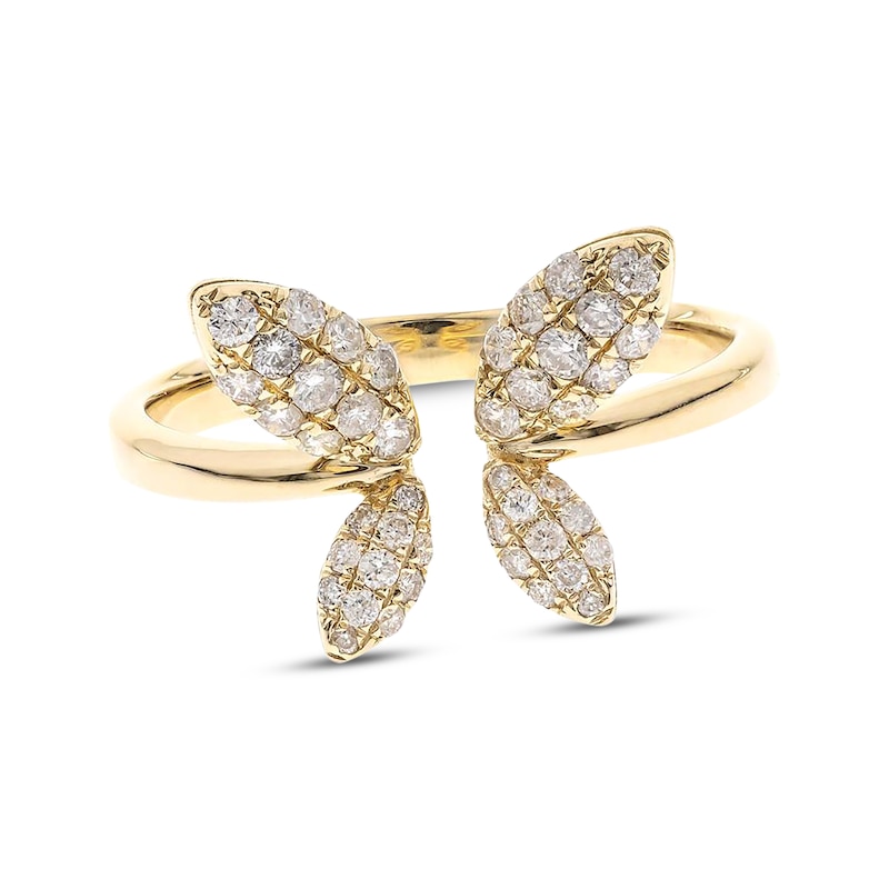 Round-Cut Diamond Deconstructed Open Butterfly Ring 3/8 ct tw Yellow Gold Plated