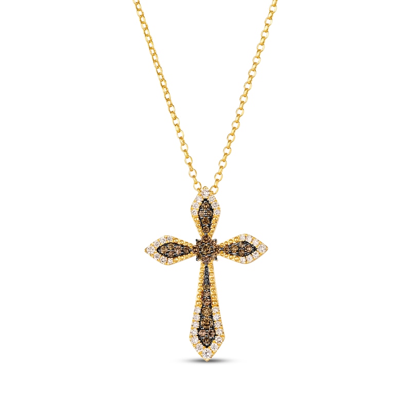 Le Vian Diamond Cross Necklace 5/8 ct tw Honey Gold Plated 19"