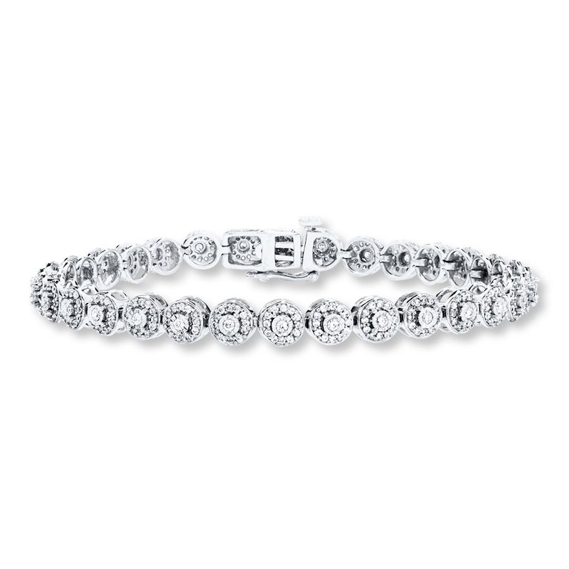 Diamond Bracelet 1 ct tw Round-cut White Gold Plated 7.25"
