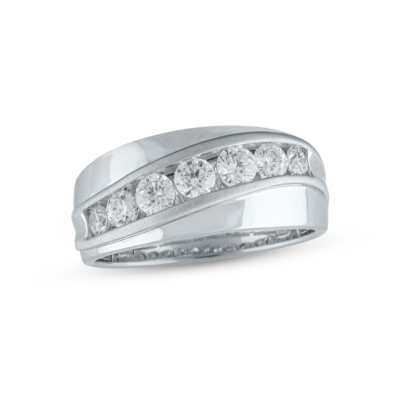 Men's Lab-Created Diamonds by Wedding Band 1 ct tw White Gold Plated