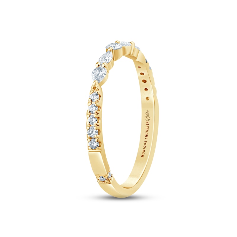 Monique Lhuillier Bliss Diamond Anniversary Band 1/3 ct tw Round & Pear-shaped Yellow Gold Plated