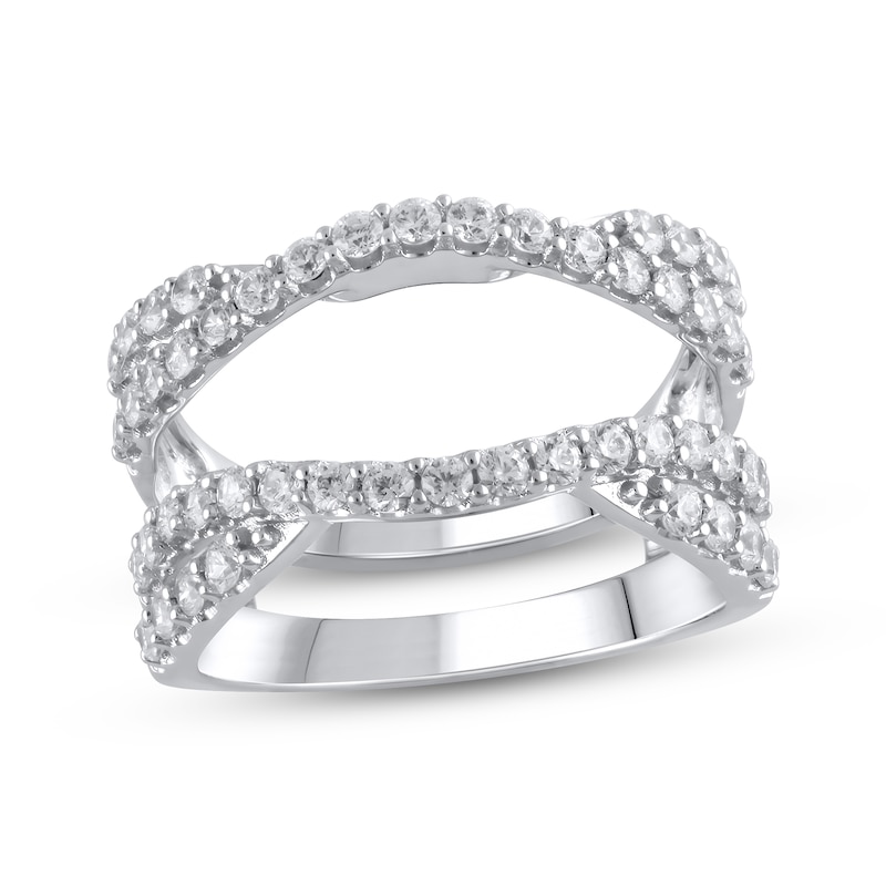 Diamond Woven Insert Ring 1 ct tw Round-cut White Gold Plated