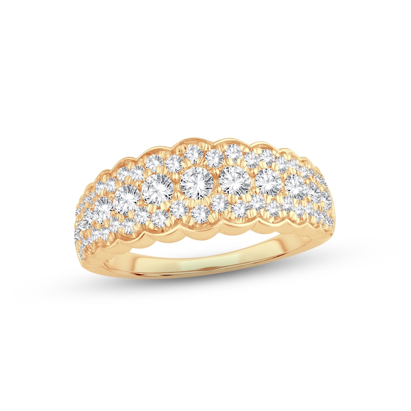 Diamond Anniversary Ring 1 ct tw Round-cut Yellow Gold Plated