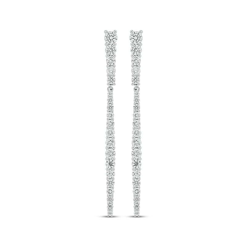 Diamond Graduated Line Drop Earrings 2-3/4 ct tw White Gold Plated