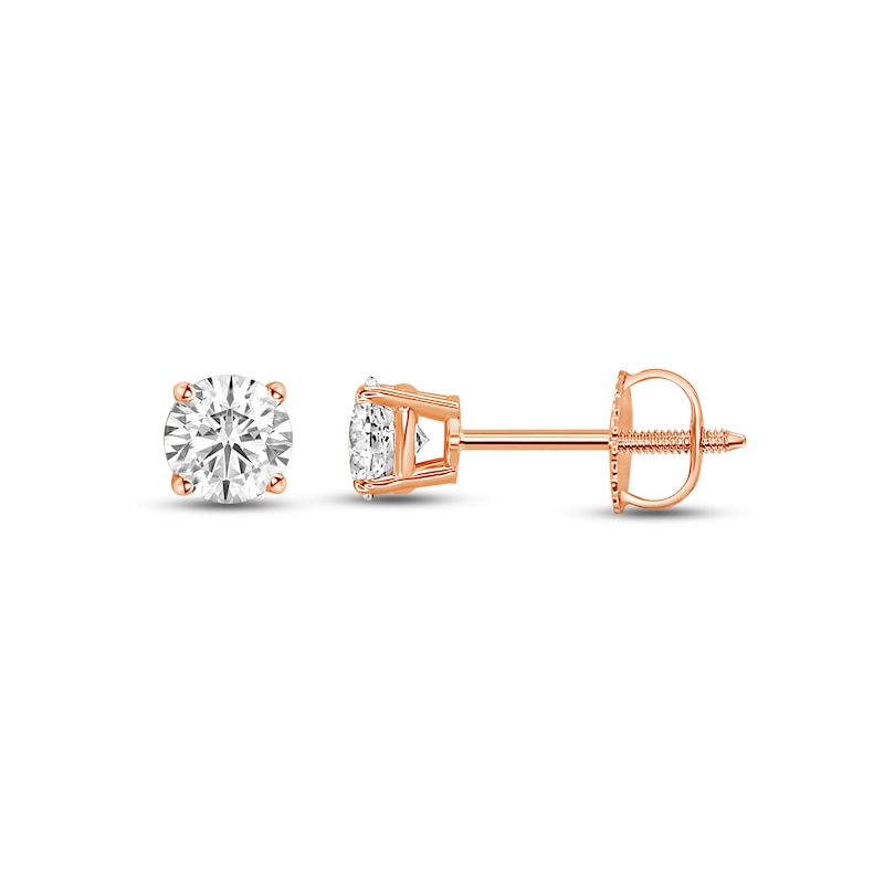 Diamond Solitaire Stud Earrings 1/2 ct tw Round-cut Rose Gold Plated
